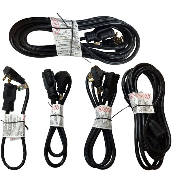 Electriduct Flat Plug Power Extension- Black(Multi-Pack 1.5, 3, 5, 10, 15ft), PK 5 PE-ED-FP-5PK-BK